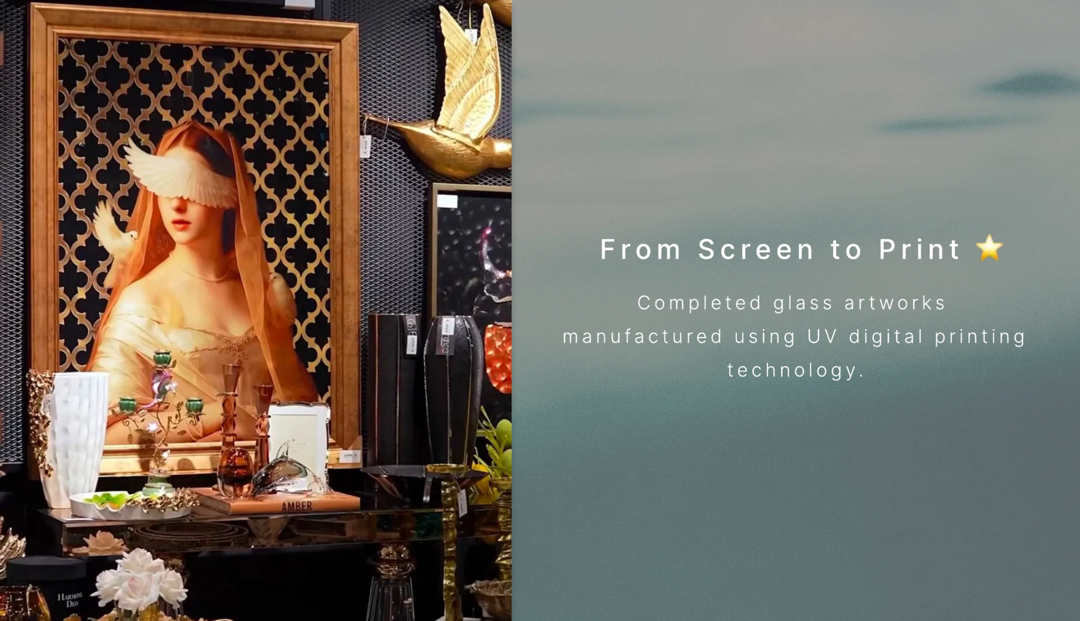 Glass artwork — real-life print