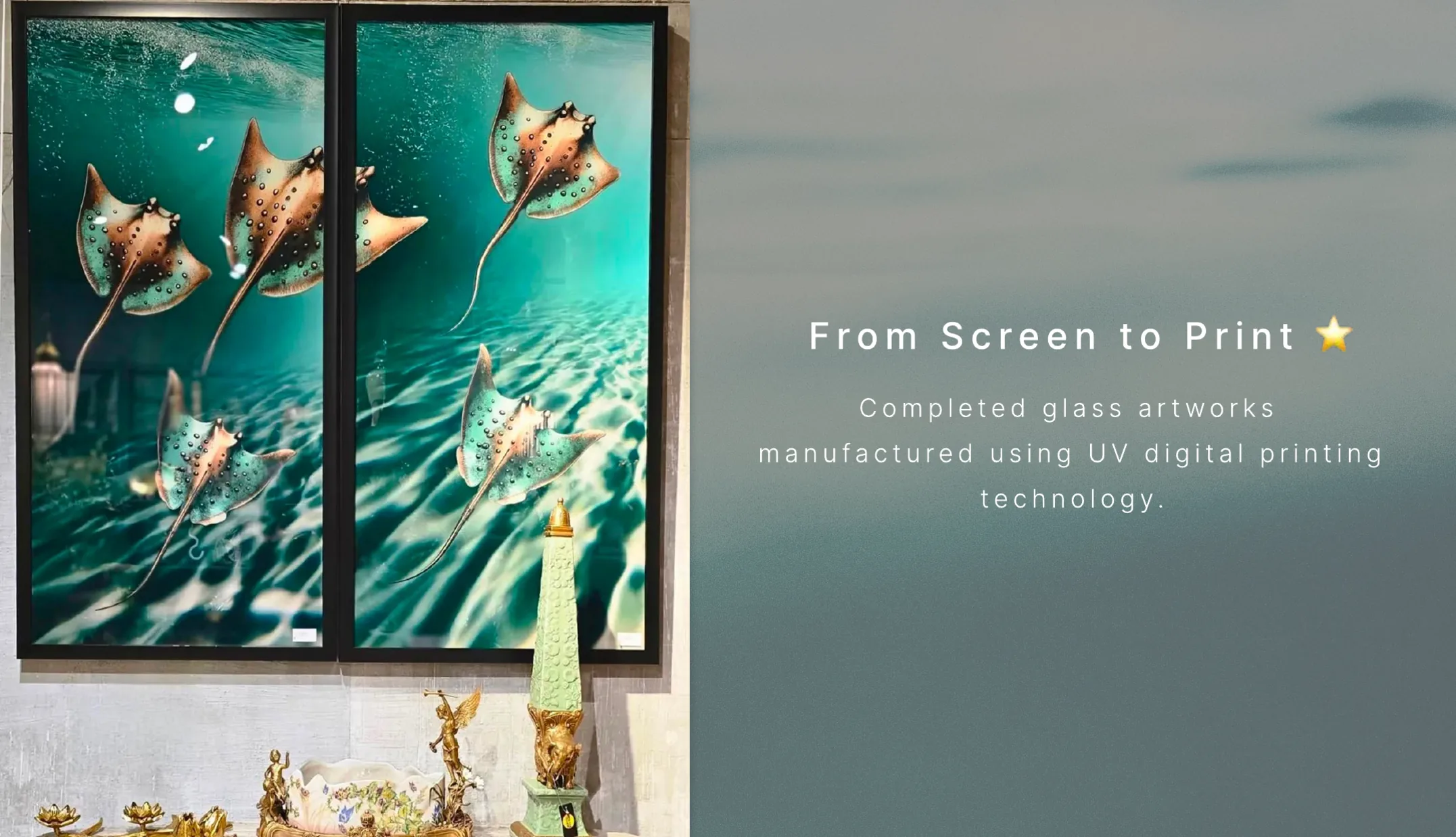 Glass artwork — real-life print