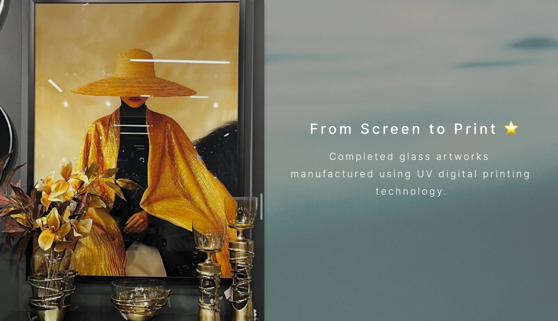 Glass artwork — real-life print